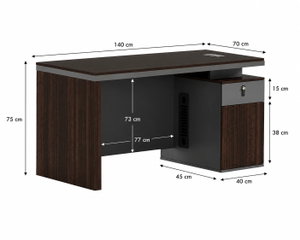 مكتب إداري مودرن خشب MDF، 140x70x75 سم - بني غامق رمادي product image 2