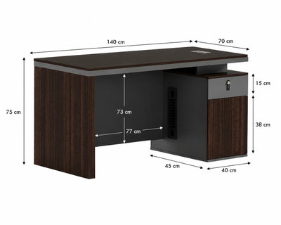 مكتب إداري مودرن خشب MDF، 140x70x75 سم - بني غامق رمادي product image 2