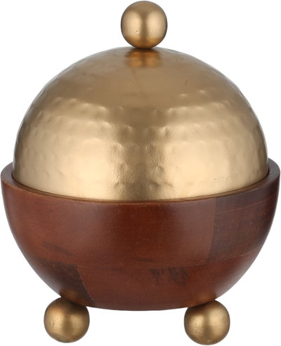 تمرية خشب بغطاء استيل السيف غاليري، 14.5x14.5x16.5 سم، دائري - خشبي ذهبي product image 2