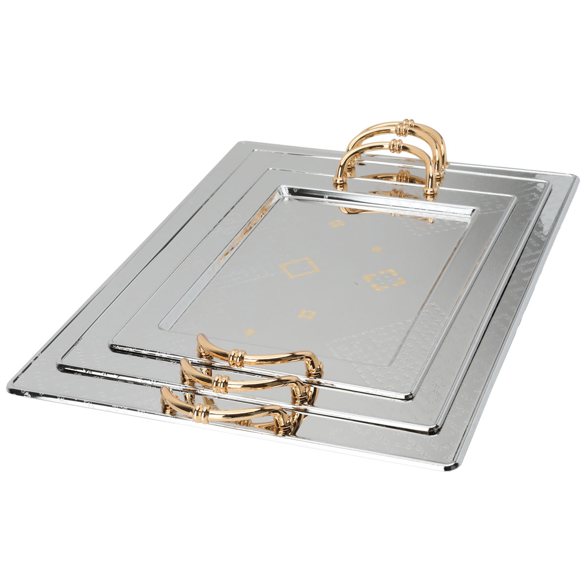 طقم طوفريات استيل بيد ذهبي السيف غاليري، 3 قطع، مستطيل - فضي product image