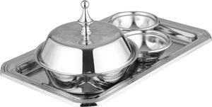 طقم تقديم تمرية اوتار استيل سيف بلص، 5 قطع، 26x16x2 سم - فضي product image