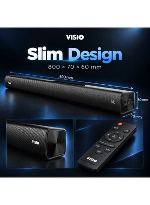 ساوند بار لاسلكي فيسيو، 30 واط، 2 قناة، يدعم البلوتوث، ريموت كنترول، VSB200 - اسود product image 2