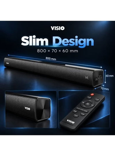 ساوند بار لاسلكي فيسيو، 30 واط، 2 قناة، يدعم البلوتوث، ريموت كنترول، VSB200 - اسود product image 2