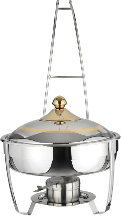 Bohara Steel Food Warmer, 4 Litres, Deep Round, Base, Hanger - Silver Gold product image 1