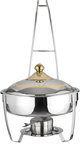 Bohara Steel Food Warmer, 4 Litres, Deep Round, Base, Hanger - Silver Gold product image 1