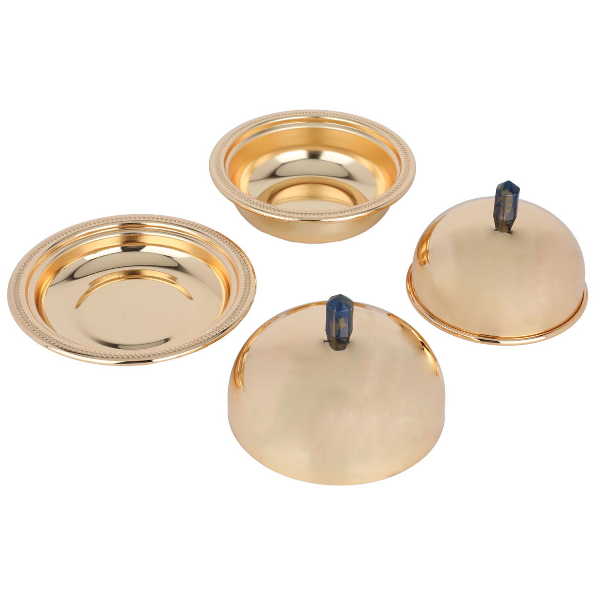 Al Saif Gallery steel tofir set, 43x30x5 cm, 2 dates with lid, marble handle, 3 pieces - gold product image 3
