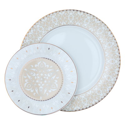 طقم سفرة بورسلان منقوش ذهبي السيف غاليري، 81 قطعة - أبيض product image 3