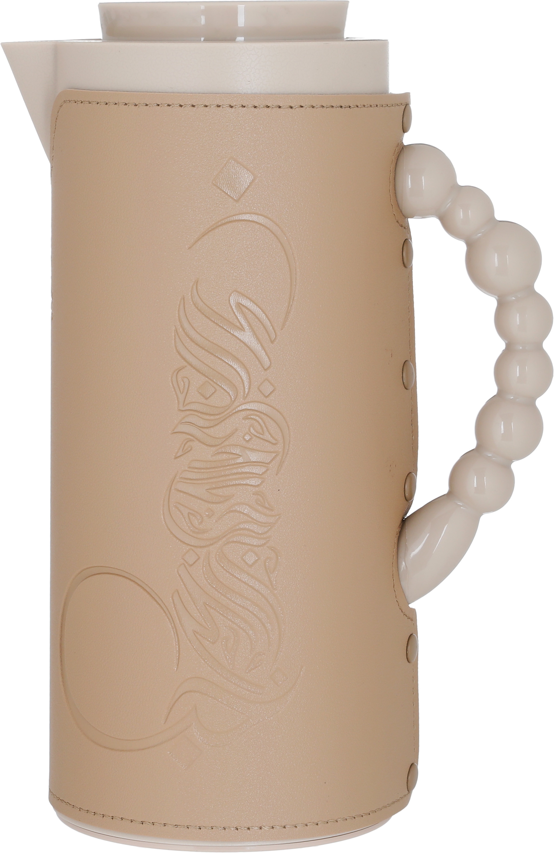 Al Saif Gallery Royal 7 glass thermos, 1 liter, with leather cover, glass inner case, plastic outer body - brown product image 1