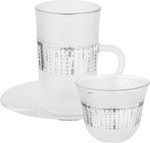 طقم تقديم شاي وقهوة زجاج واستيل السيف غاليري، 18 قطعة - شفاف فضي product image 1