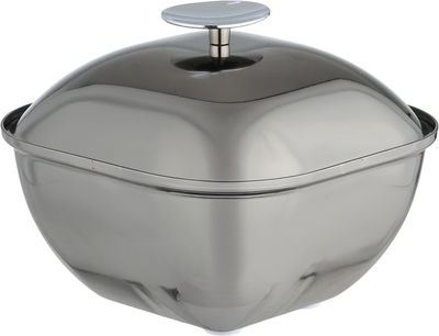 Al Saif Gallery Date tray with stainless steel lid, 13x13x12.5 cm, round - silver product image 2