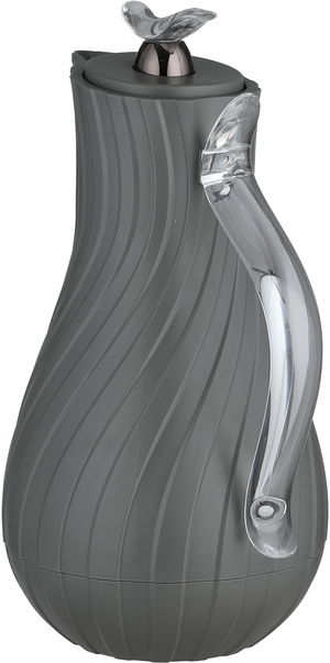 Glory Layal Thermos, 1 Liter, Glass Interior, Transparent Handle, Push-Button Lid - Dark Gray product image 2