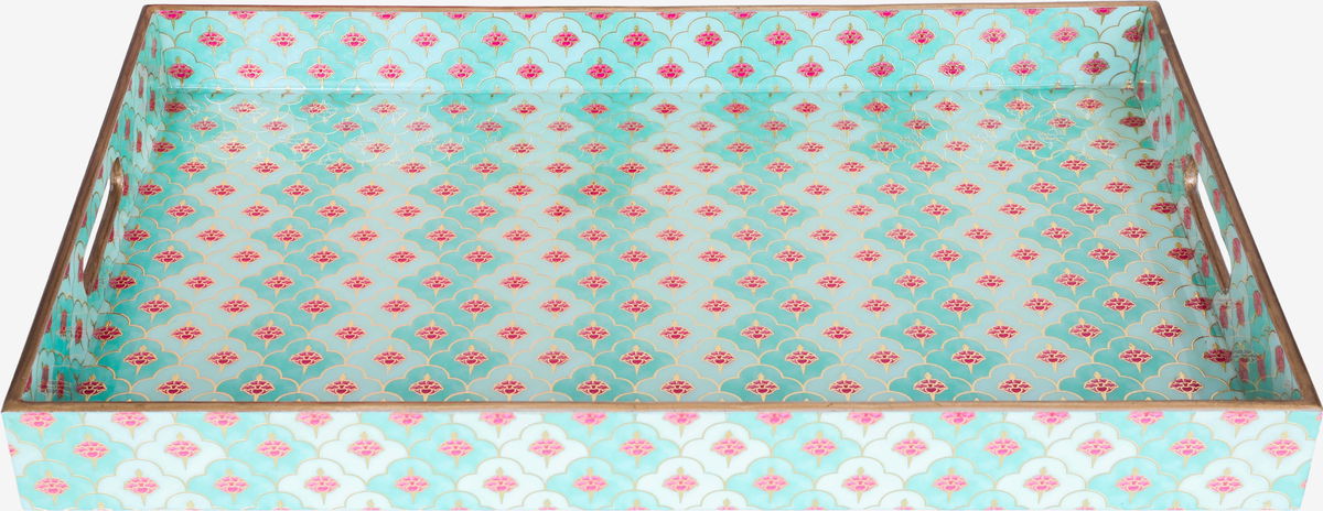 طوفرية تقديم خشب السيف غاليري، 2×12×20 سم، مستطيل، منقوش - أخضر فاتح product image 3