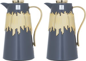 Al Saif Gallery Ibtihal thermos set, 1/1 liter, thermal glass inner container, steel outer shell - gray product image