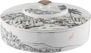 Alsaif Gallery Porcelain Serving Dish, 18 x 6 cm, Acrylic Lid - White Gold product image