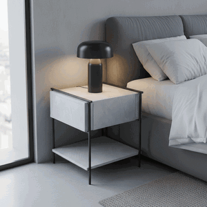 كومدينه خشب ام دي اف، 50×50×47.8 سم، 1 درج و رف - رمادي فاتح product image