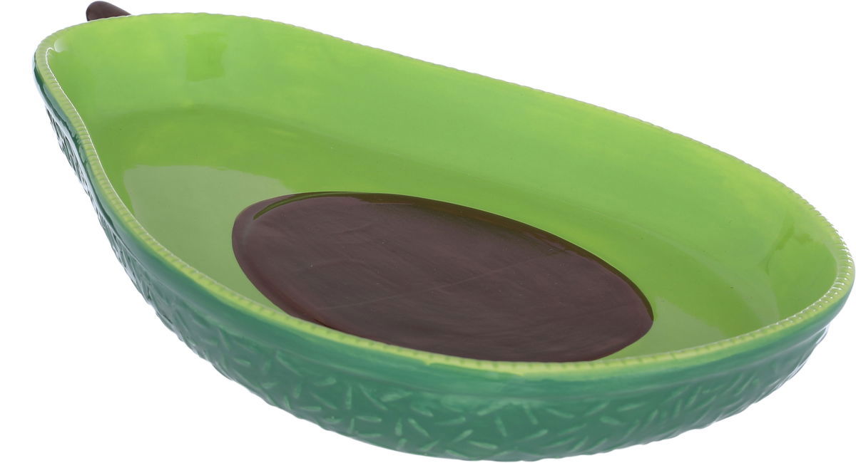 Al Saif Gallery porcelain dessert plate, 30.3 x 20.2 x 3.6 cm, avocado shape - green product image 4
