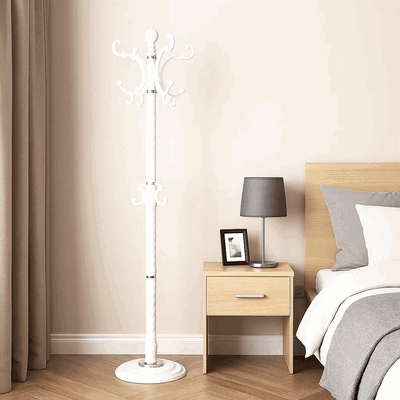 Metal Modern Clothes Hanger, 185 Cm High, Marble Base - White product image 3