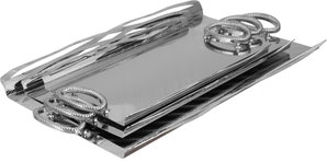 طقم طوفريات تقديم ستانلس ستيل، 3 قطع، منقوش، مقبض معدني - فضي product image 2
