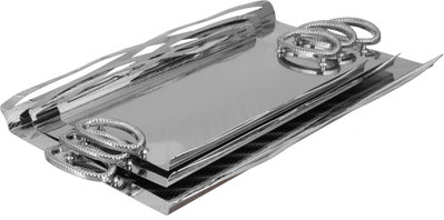 طقم طوفريات تقديم ستانلس ستيل، 3 قطع، منقوش، مقبض معدني - فضي product image 2