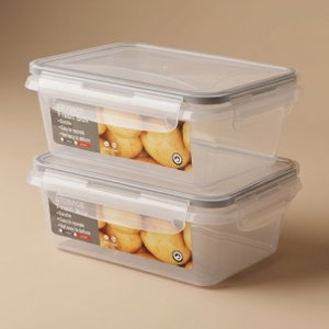 طقم علب تخزين بلاستيك السيف غاليري، 17x13x7 سم، 2 قطع، مستطيل - شفاف product image