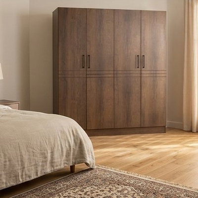 خزانة ملابس خشب MDF، 54×160×200 سم 4 ابواب - بني product image 2