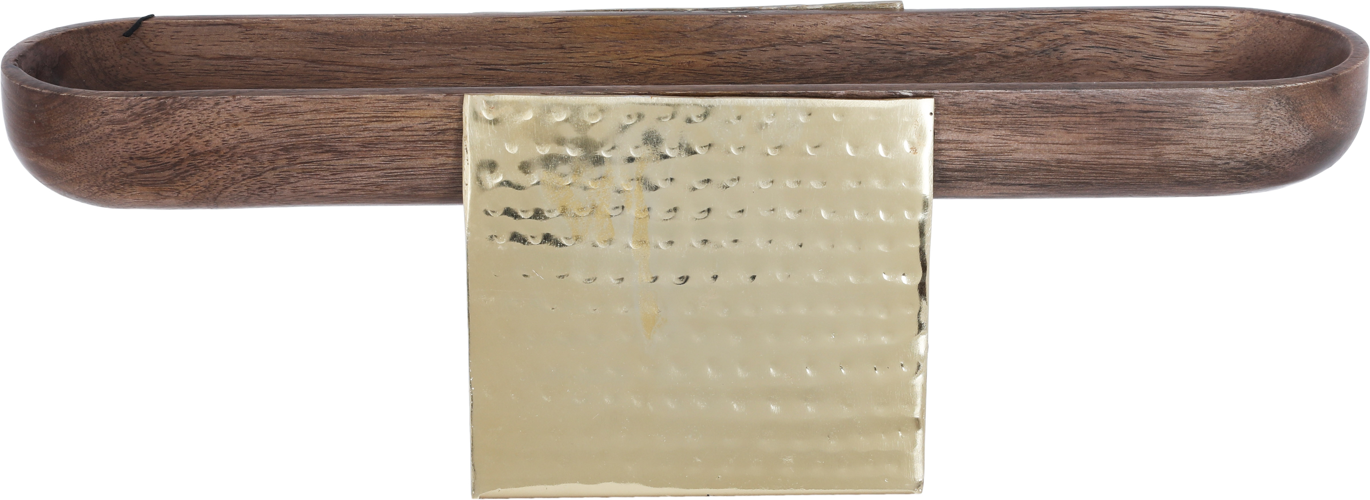 Al Saif Gallery wooden serving plate, 13x10x40 cm, square steel base - gold product image