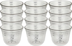 Saif Plus Saudi Arabian Glass Coffee Cup Set, 12 Pieces - Clear Silver product image
