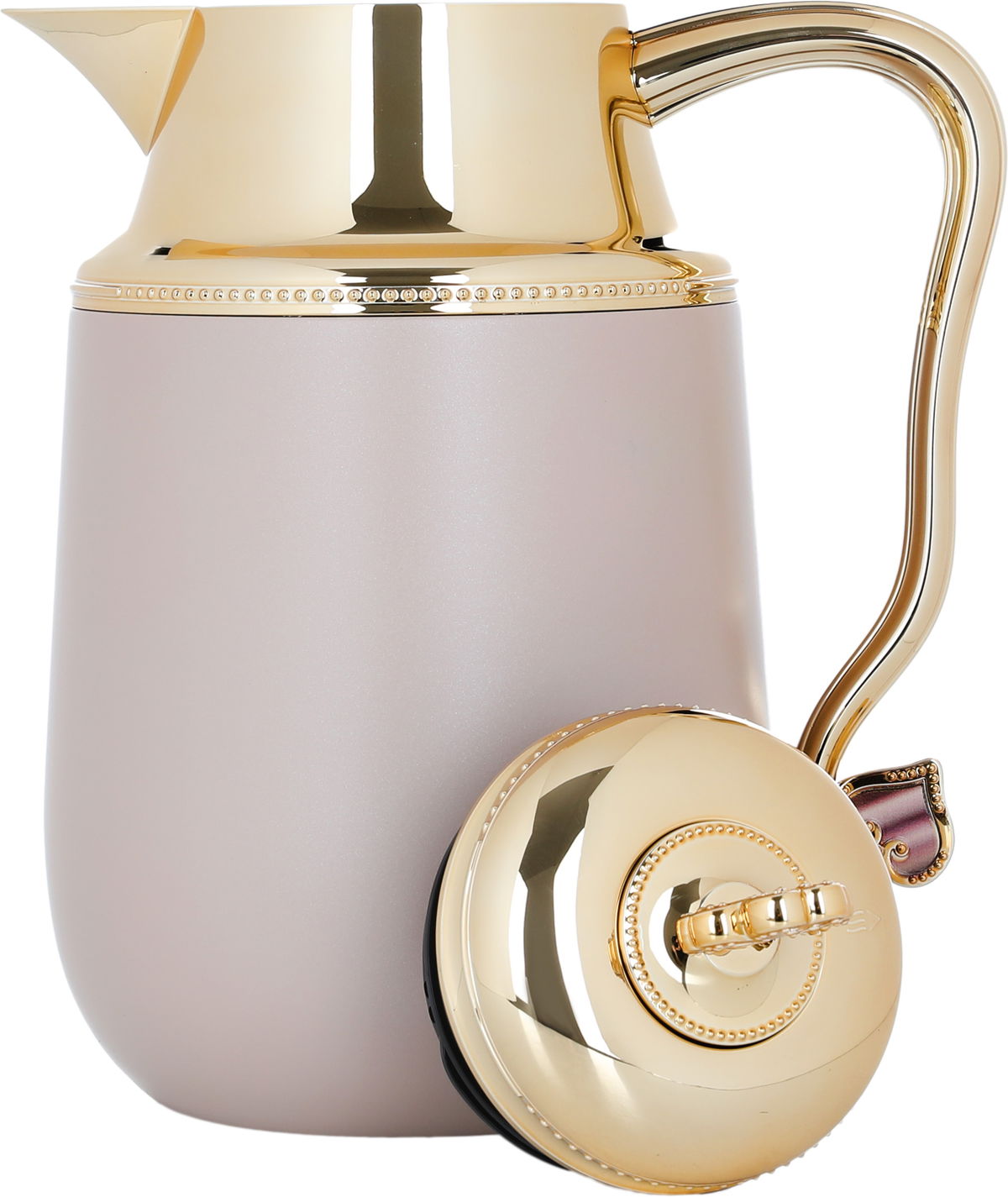 Al Saif Gallery Fatima thermos set, 1/0.7 litre, gilded, two pieces, thermal glass inner case, steel outer shell - brown product image 5