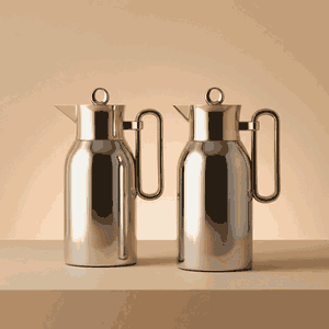 طقم ترامس الدرة السيف غاليري، 1 / 1 لتر، 2 قطعة، حافظة داخلية زجاج، ضغاط، مسكة يد ذهبي - فضي product image