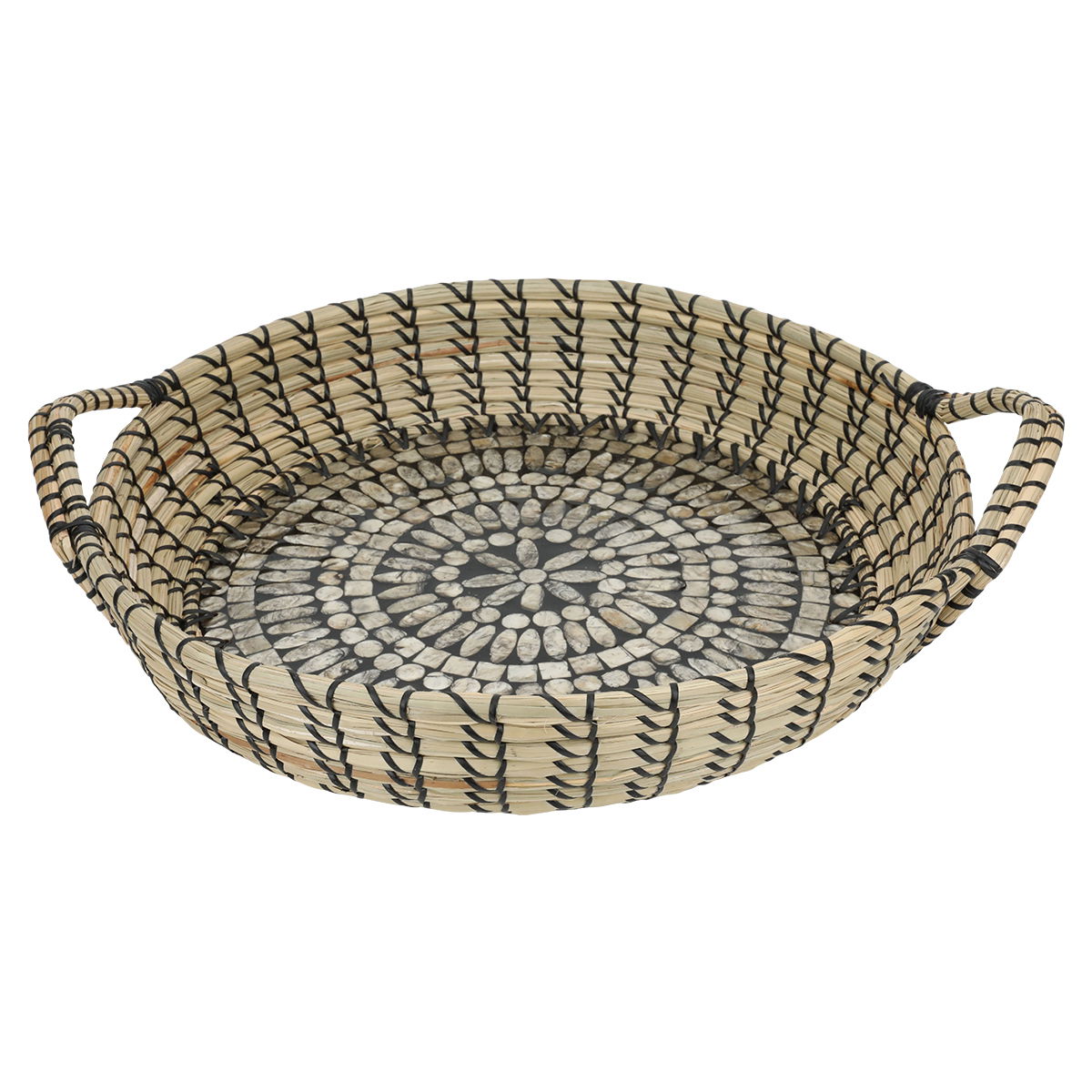 Al Saif Gallery wicker serving tofir, 46 x 46 x 9 cm, round - black beige product image