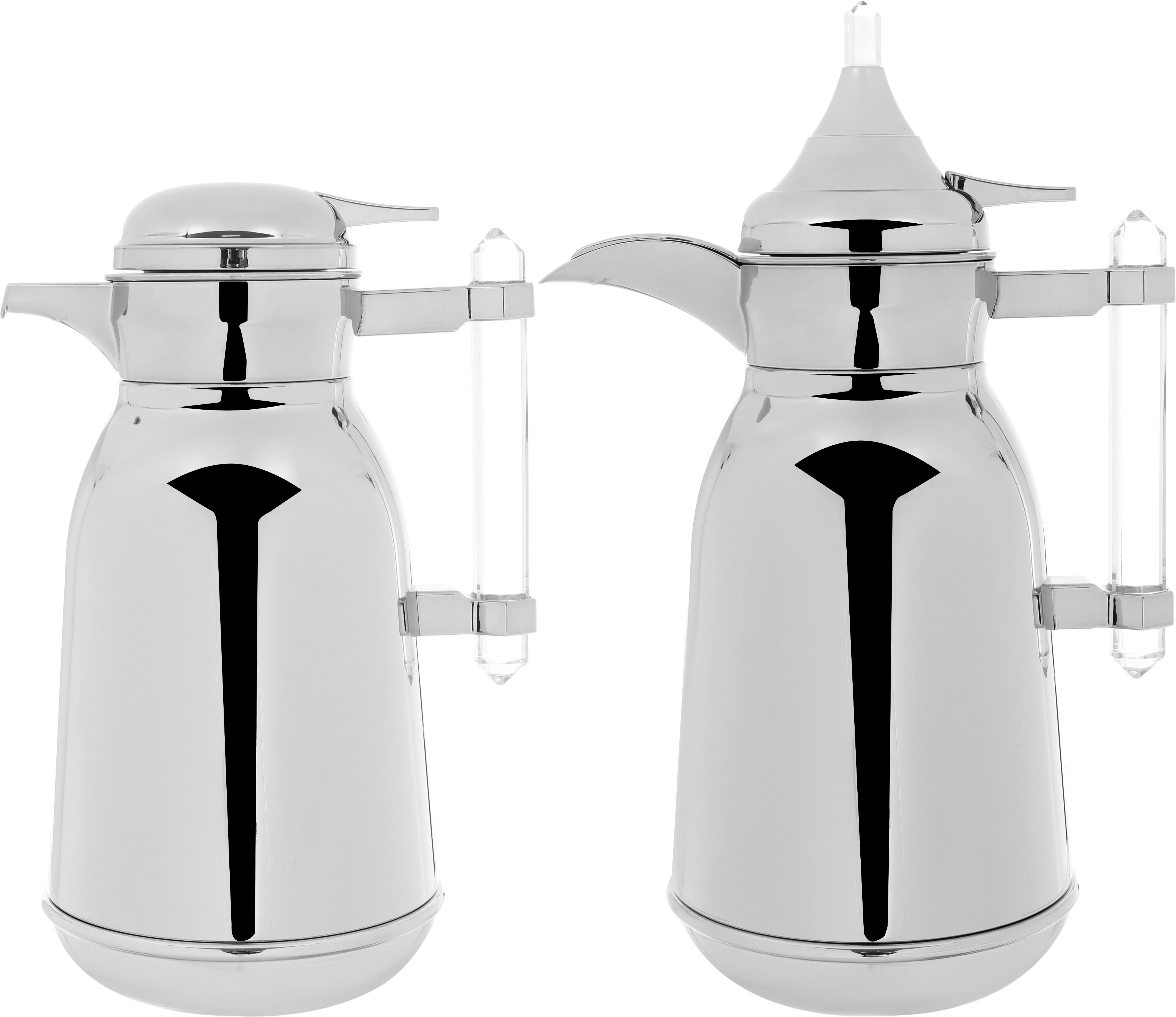 Al Saif Gallery Shahad thermos set, 1/1 liter, with transparent handle, two pieces, thermal glass inner container, steel outer shell - silver product image 1