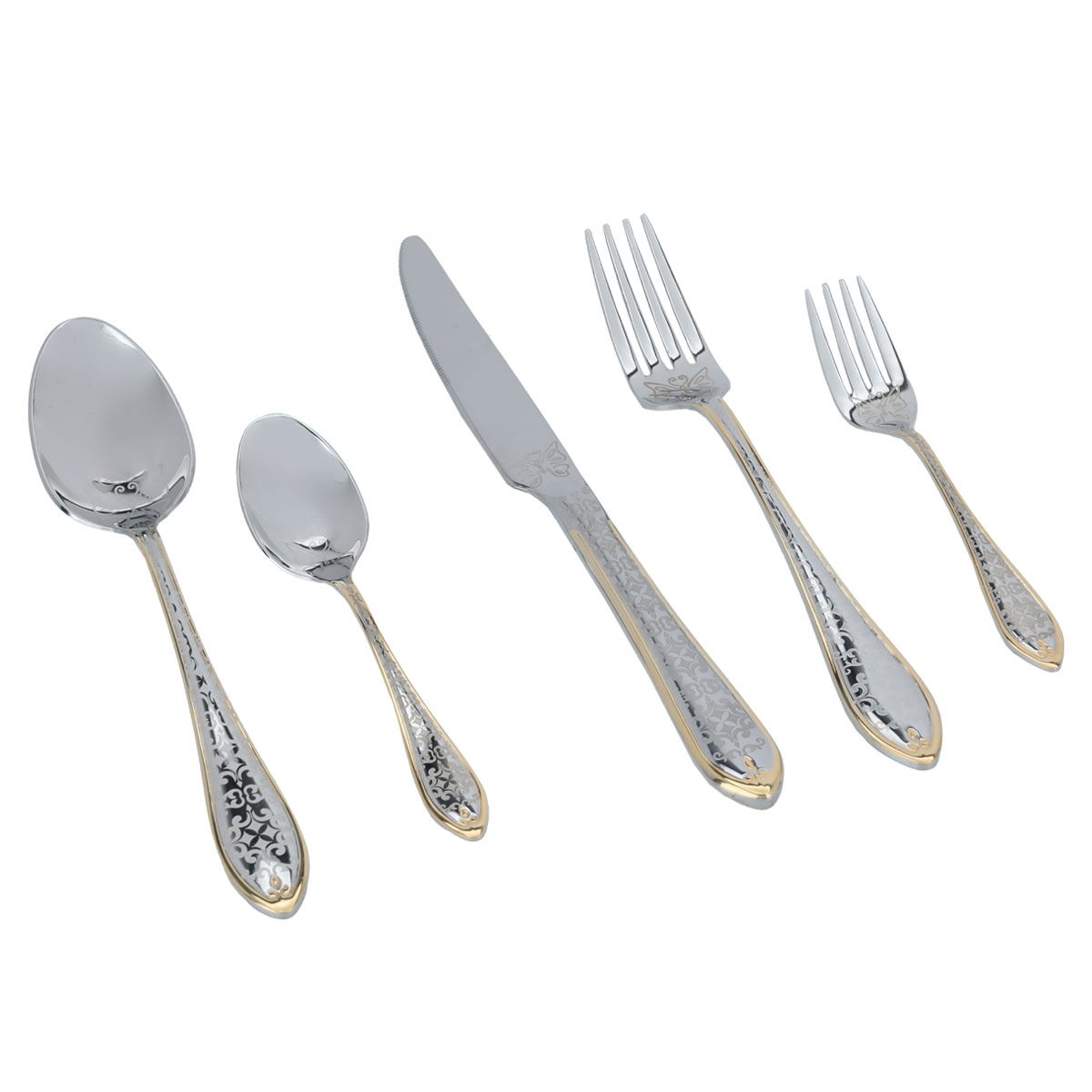 طقم ملاعق استيل السيف غاليري، بنقشة، استاند، 30 قطعة - ذهبي product image 3