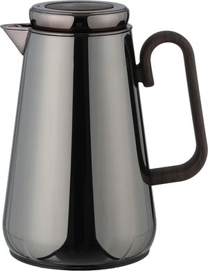 ترمس خزام ستانلس استيل السيف غاليري، 1 لتر، خامة داخلية زجاج حراري، ضغاط، يد خشبي - أسود لامع product image