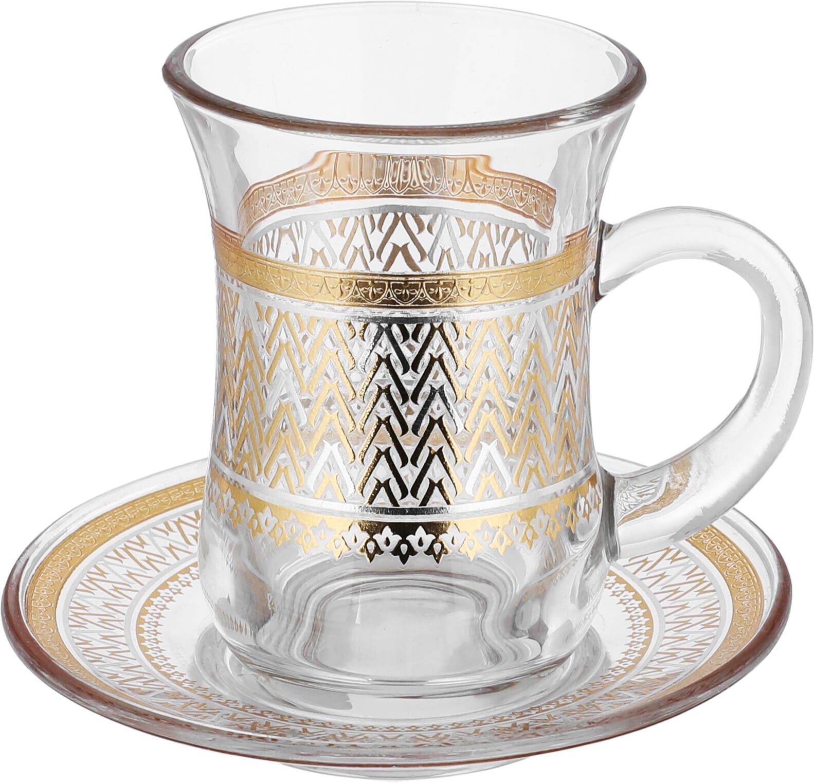 Al Saif Gallery Glass Tea and Coffee Bialat Set, 26 Pieces - Gold product image 2