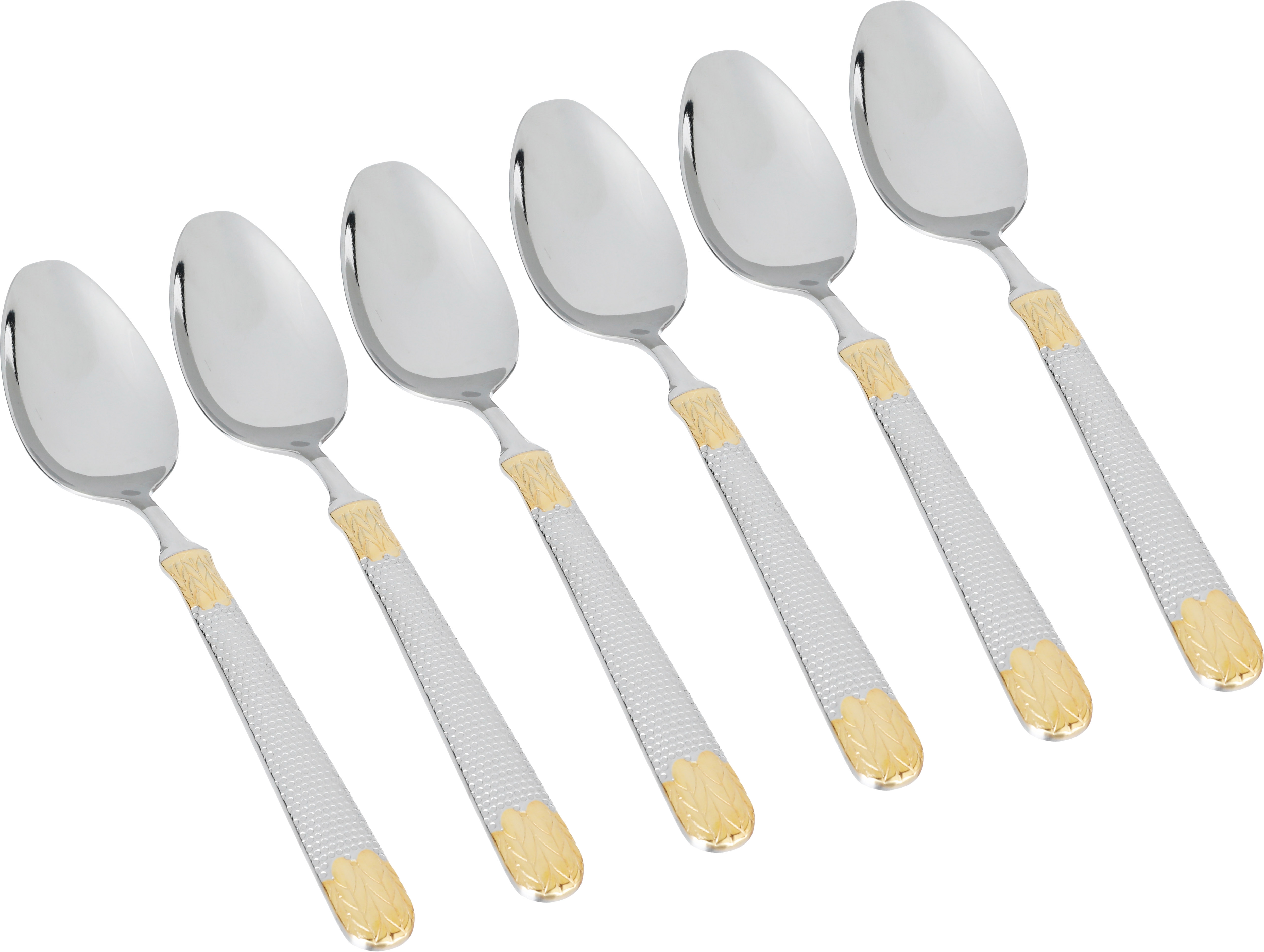 طقم ملعقة اكل استيل السيف غاليري، 6 قطع، نقش ذهبي - فضي product image