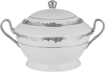 طقم سفرة بورسلان ريدج، 122 قطعة - ابيض فضي product image 2
