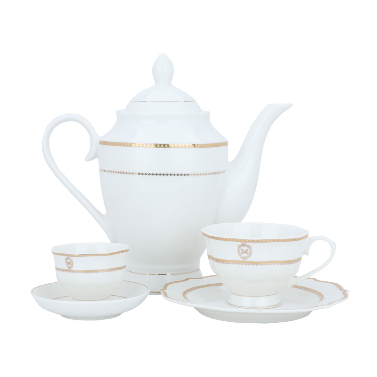 Al Saif Gallery porcelain dining set with golden pattern, 65 pieces - white product image 2