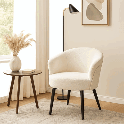 كرسي مودرن معدن، 80×47×57 سم، قماش بوكليه واسفنج - ابيض product image 2