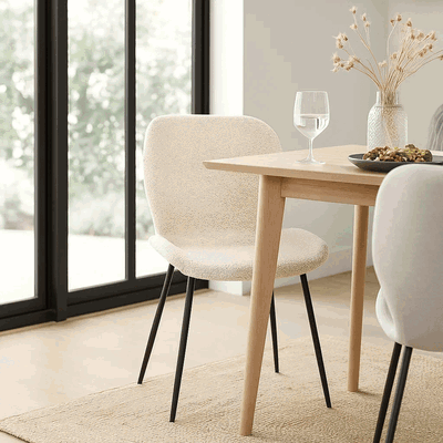 Modern Chair Made Of Mdf Wood, 80×45×47 Cm, Boucle Fabric - Beige product image 2