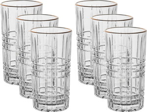 Max Glass water cups set, 6 pieces, 300 ml, with golden font - transparent product image