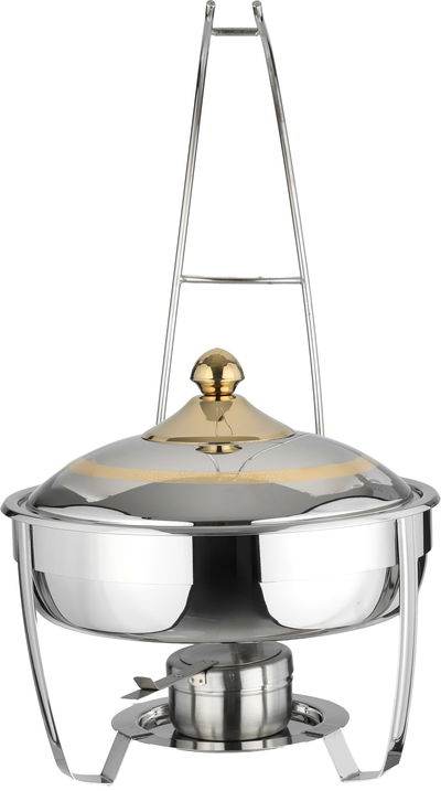 سخان طعام أستيل بوهارا، 2 لتر، دائري عميق، قاعدة، معلاق - فضي ذهبي product image 1