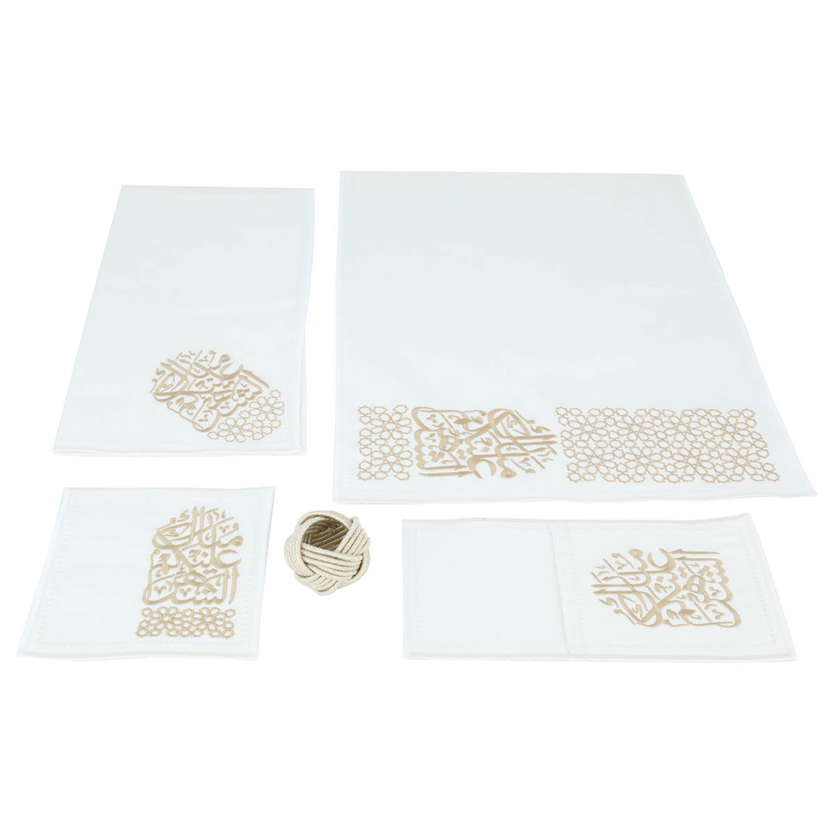 طقم مفرش سفرة قماش السيف غاليري، 5 قطع - أبيض product image 1