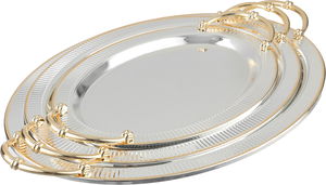 Alsaif Gallery Steel Tofry Set, 3 Pieces - Silver Gold product image