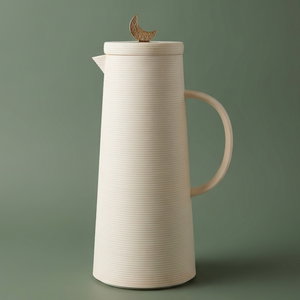Al Saif Gallery Royal 8 thermos crescent lid, 1 liter, glass inner container, plastic outer shell - beige product image