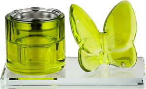 مبخرة زجاج السيف غاليري، قاعدة مزينة فراشة اصفر، 13x7x6 سم - شفاف اصفر product image