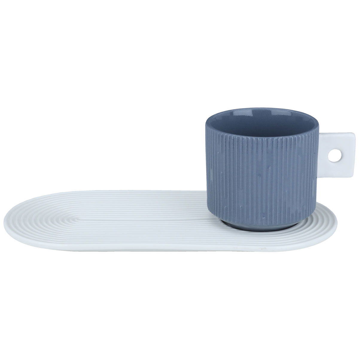 Al Saif Gallery Ceramic Tea Cup and Saucer Set, 2 Pieces, 200 ml, 22x10 cm - Dark Navy product image