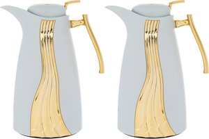 ترمس كارما السيف غاليري، قطعتين، حافظة داخلية زجاج حراري، هيكل خارجي استيل - ابيض ذهبي product image 2