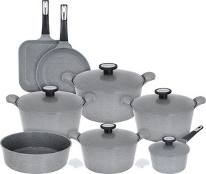 طقم قدور ألمنيوم مطلي نيوفلام، 11 قطعة - رمادي product image 1