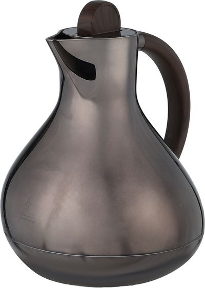 Al Saif Gallery Layal Thermos Set, 0.6/0.9 Liter, 2 Pieces, Glass Interior, Plastic Exterior, Wooden Handle, Push Button - Black Wood product image 7