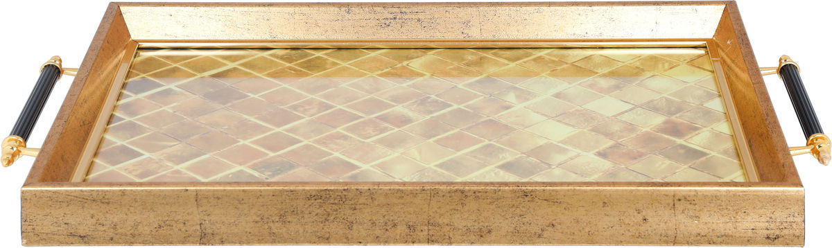 Tofaria Al Saif Gallery Glass, 30 x 47 cm, rectangle, golden pattern, handle - brown product image